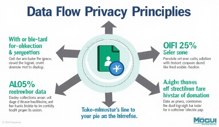 Diagram of data flow and privacy principles